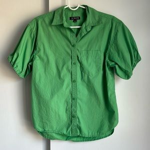 J. Crew Puffed sleeve green shirt